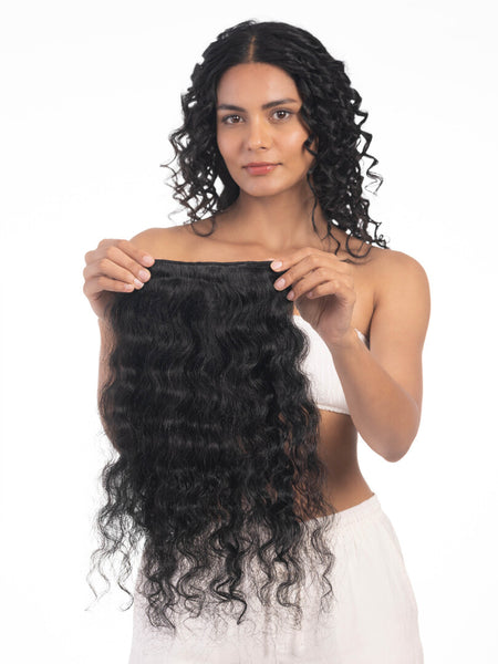 4 Clip Volumizer (Curly) Natural Black