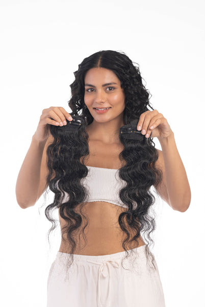 2 Clip Side Patches (Curly) Natural Black