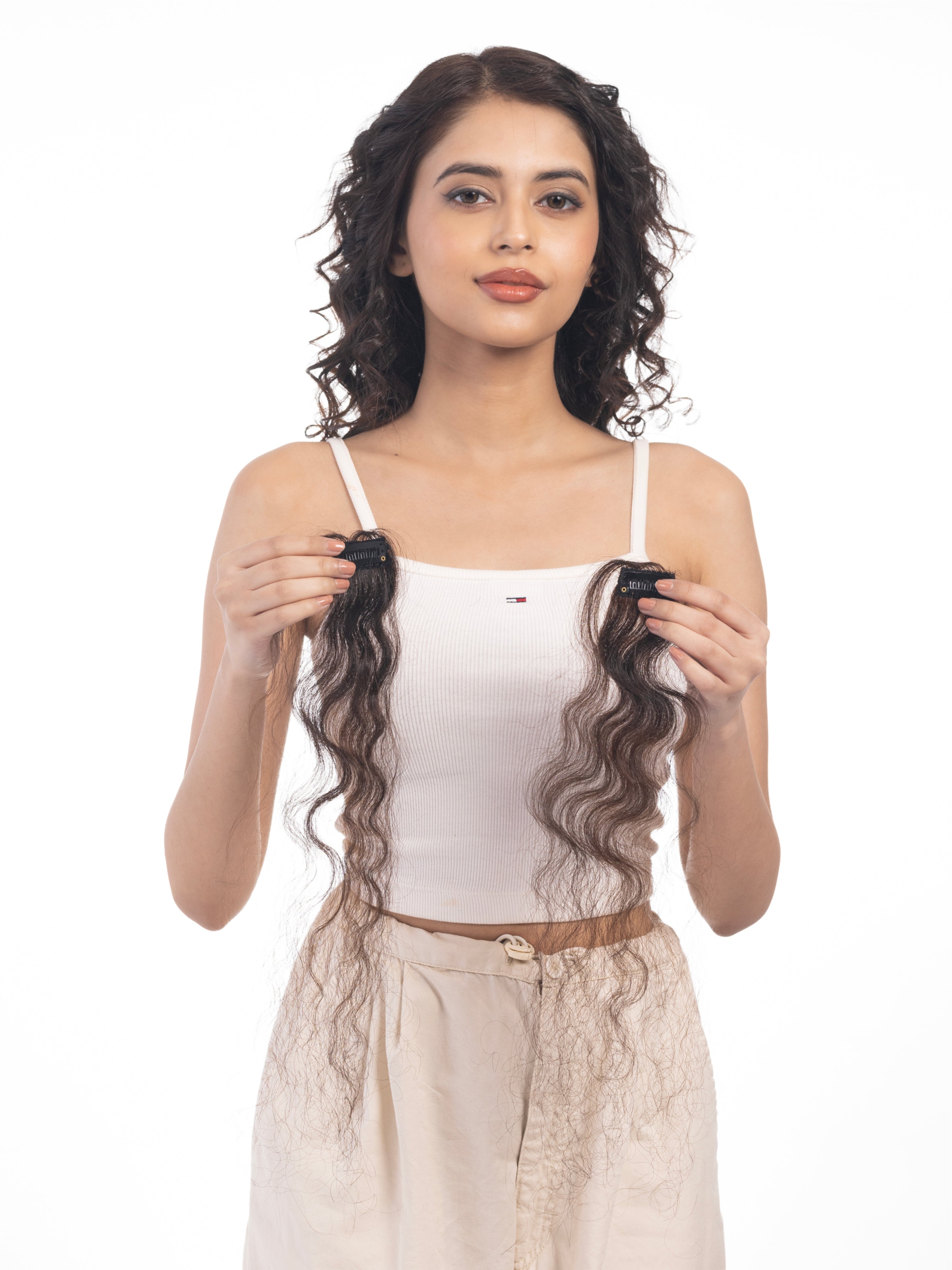 1 Clip Streaks Pair (Curly) Dark Brown