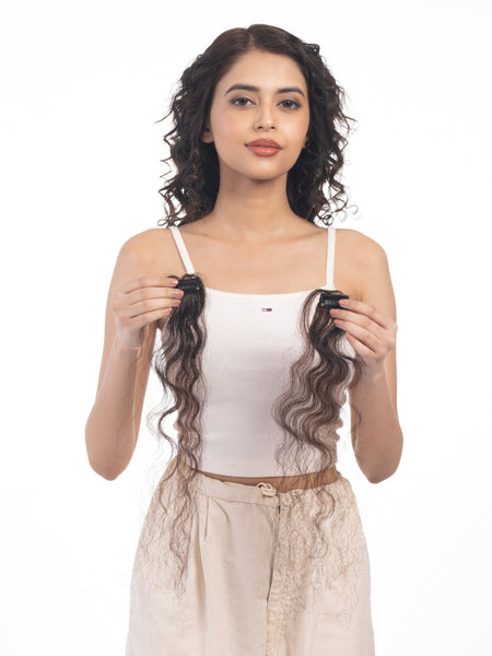 1 Clip Streaks Pair (Curly) Dark Brown