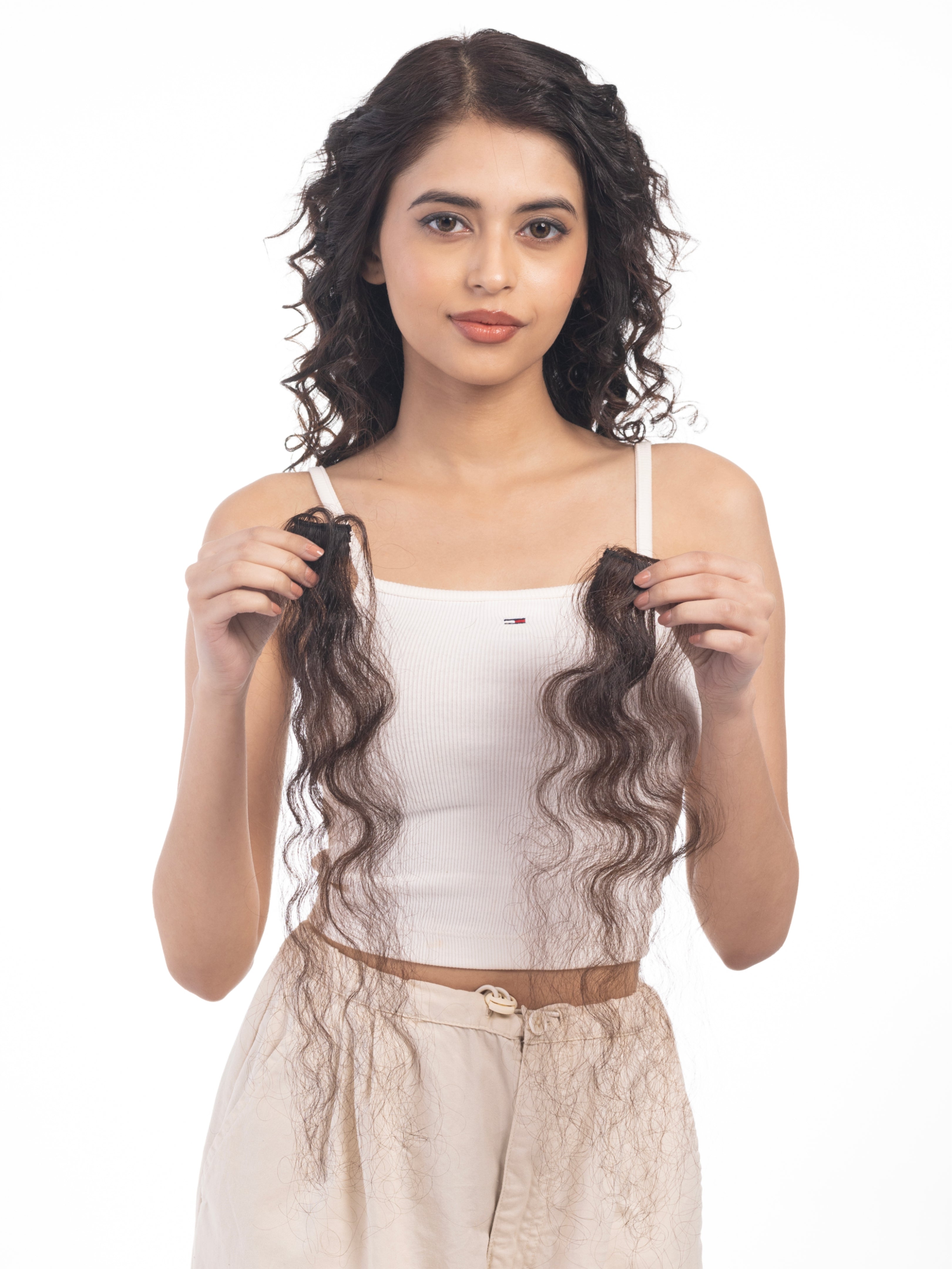 1 Clip Streaks Pair (Curly) Dark Brown