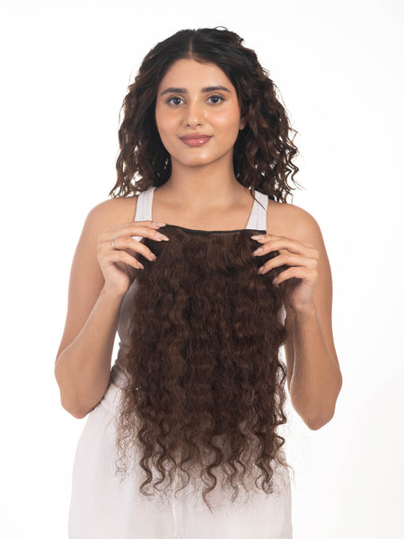 4 Clip Volumizer (Curly) Medium Chocolate Brown