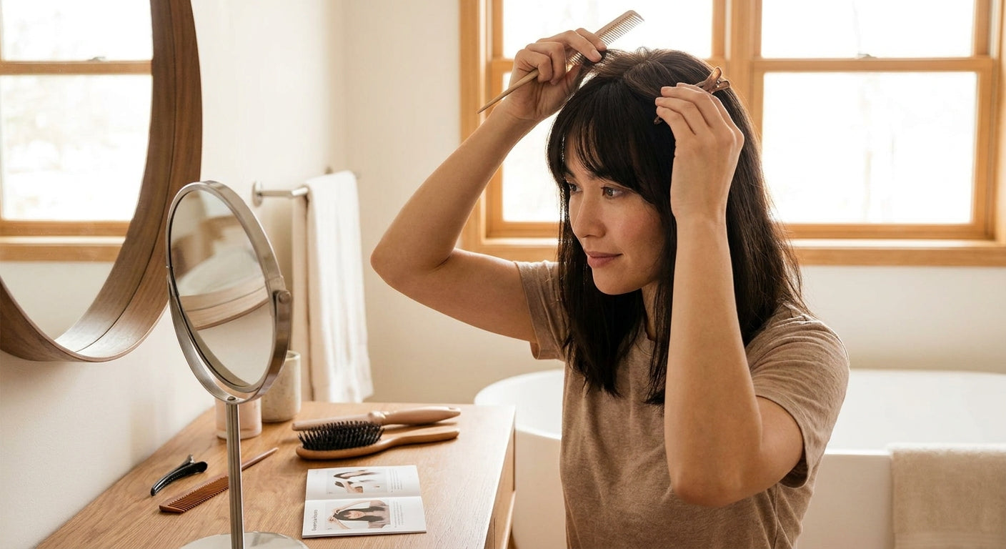 How to wear a mini topper with bangs: step by step for beginners