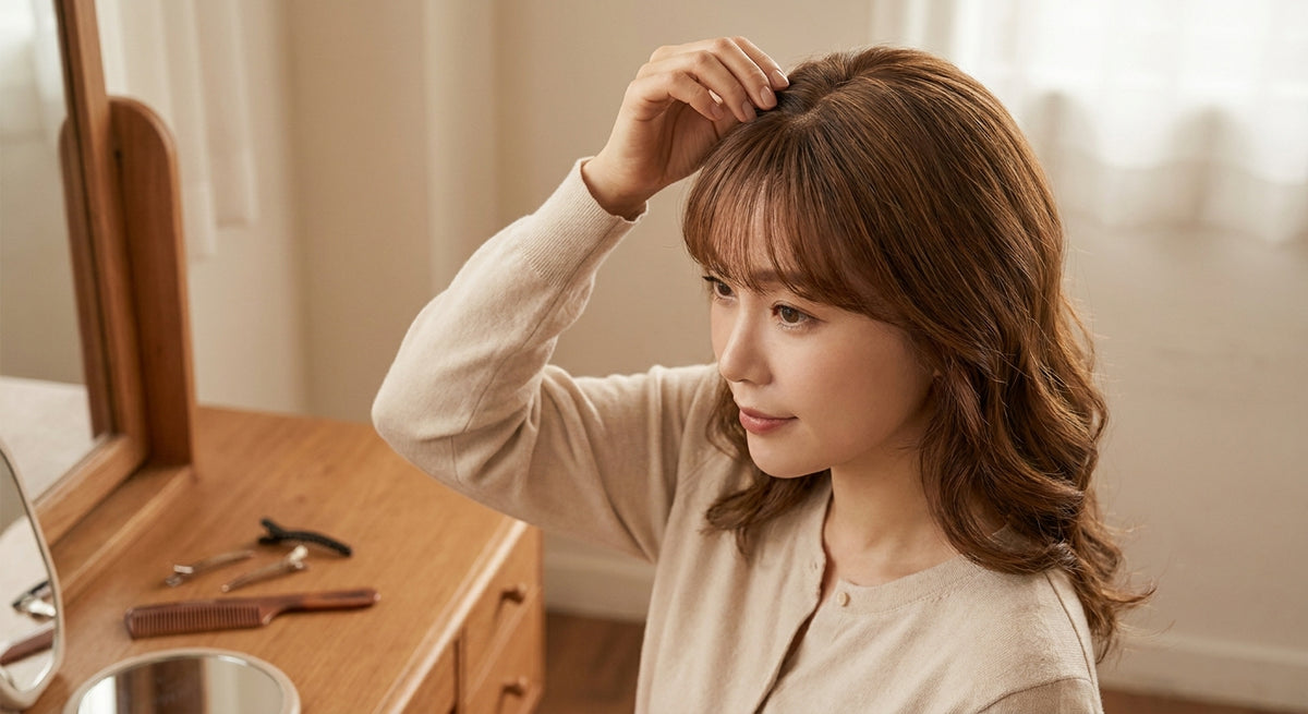 Mini topper with bangs for thinning front hair: what works