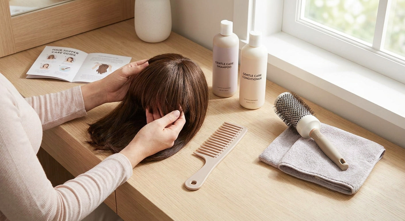 How to care for a clip-in hair topper with bangs at home