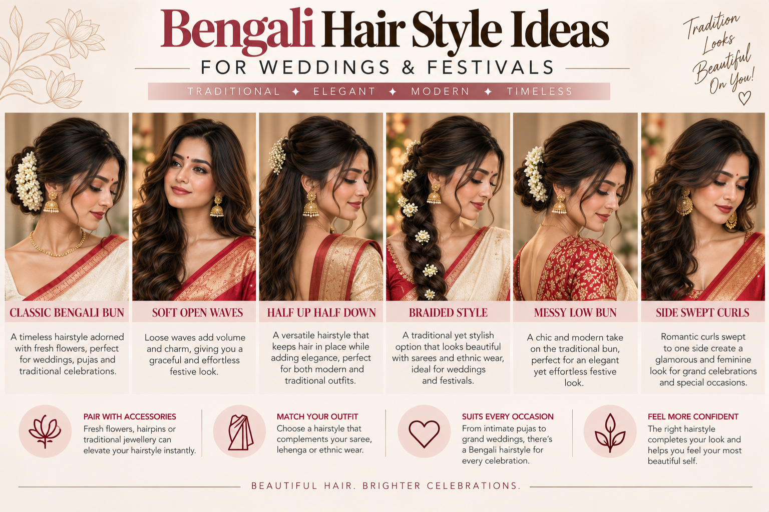 11 Bengali Hair Style Ideas for Weddings & Festivals
