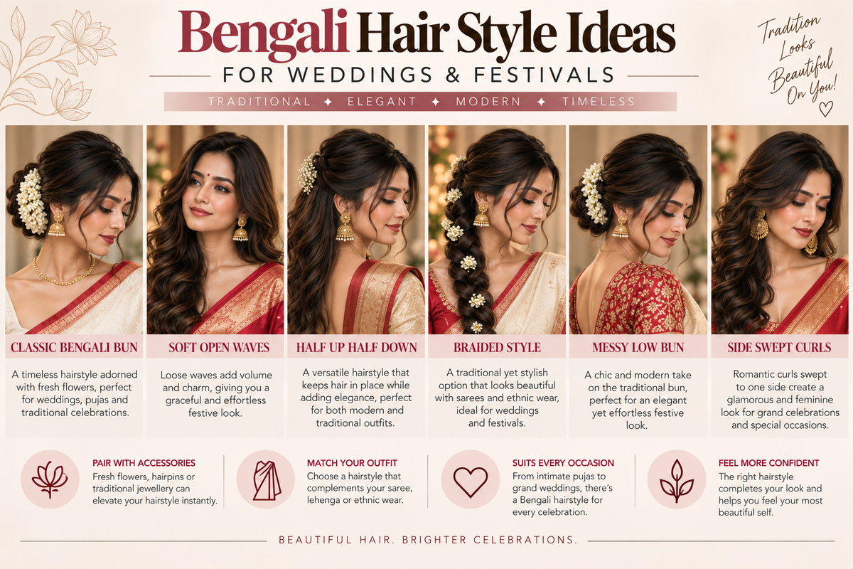 11 Bengali Hair Style Ideas for Weddings & Festivals