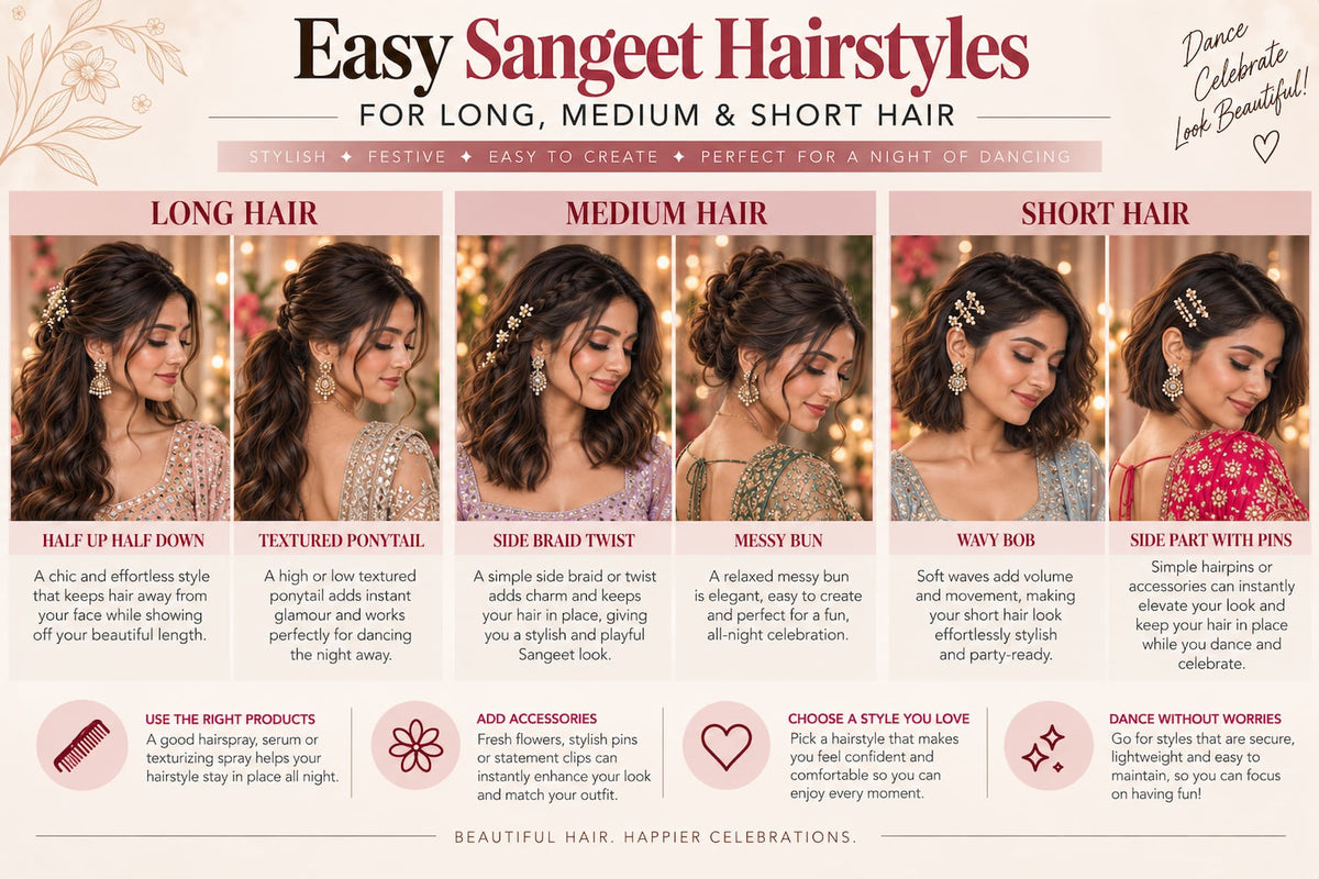 11 Easy Sangeet Hairstyles for Long, Medium & Short Hair