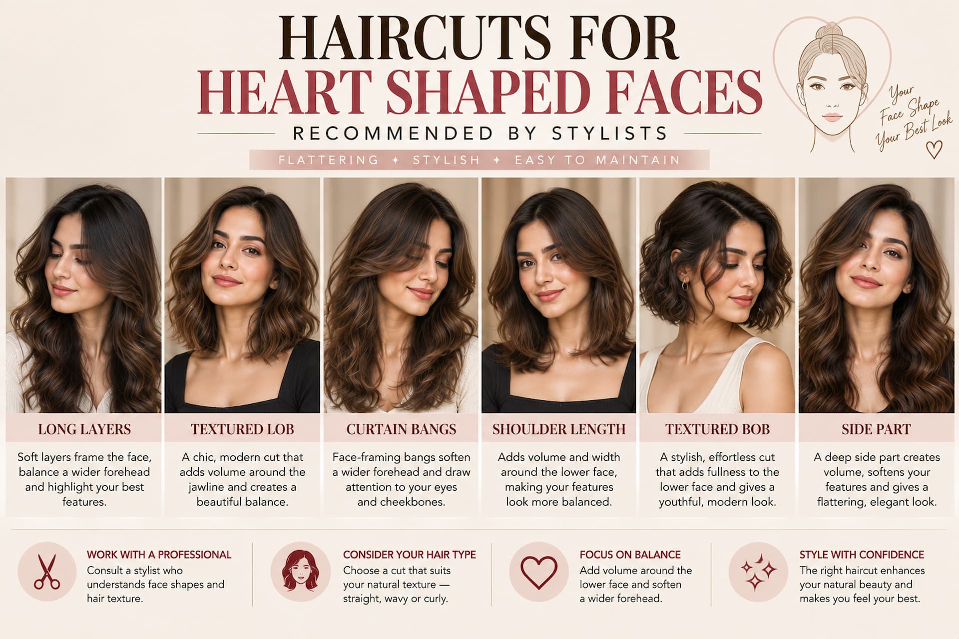 9 Haircuts for Heart-Shaped Faces Recommended by Stylists