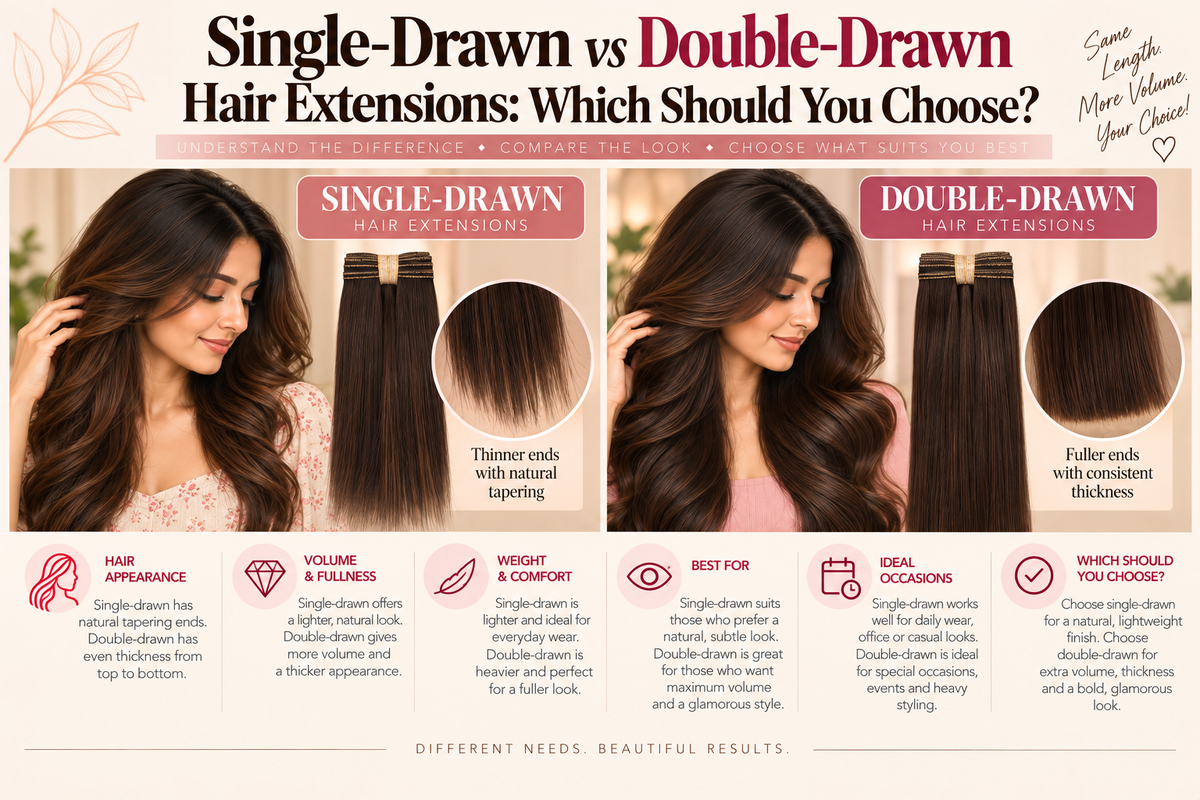 Single-Drawn vs Double-Drawn Hair Extensions: Which Should You Choose?