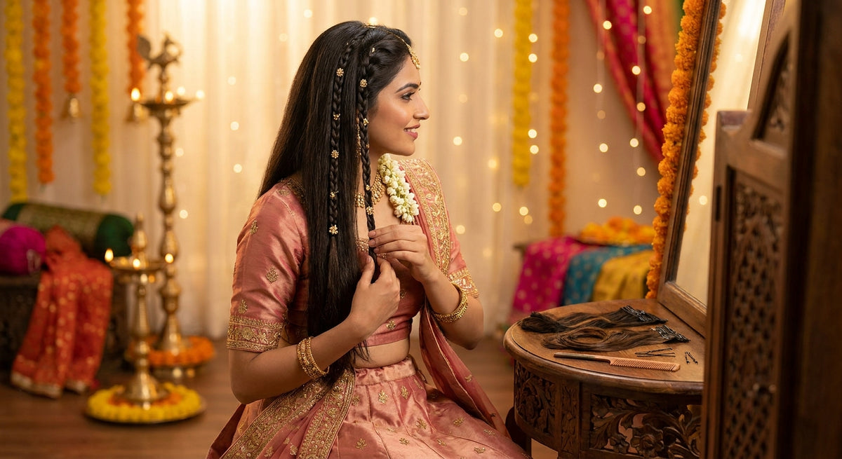 Clip-in braids for Indian festive hairstyles: what to wear and how
