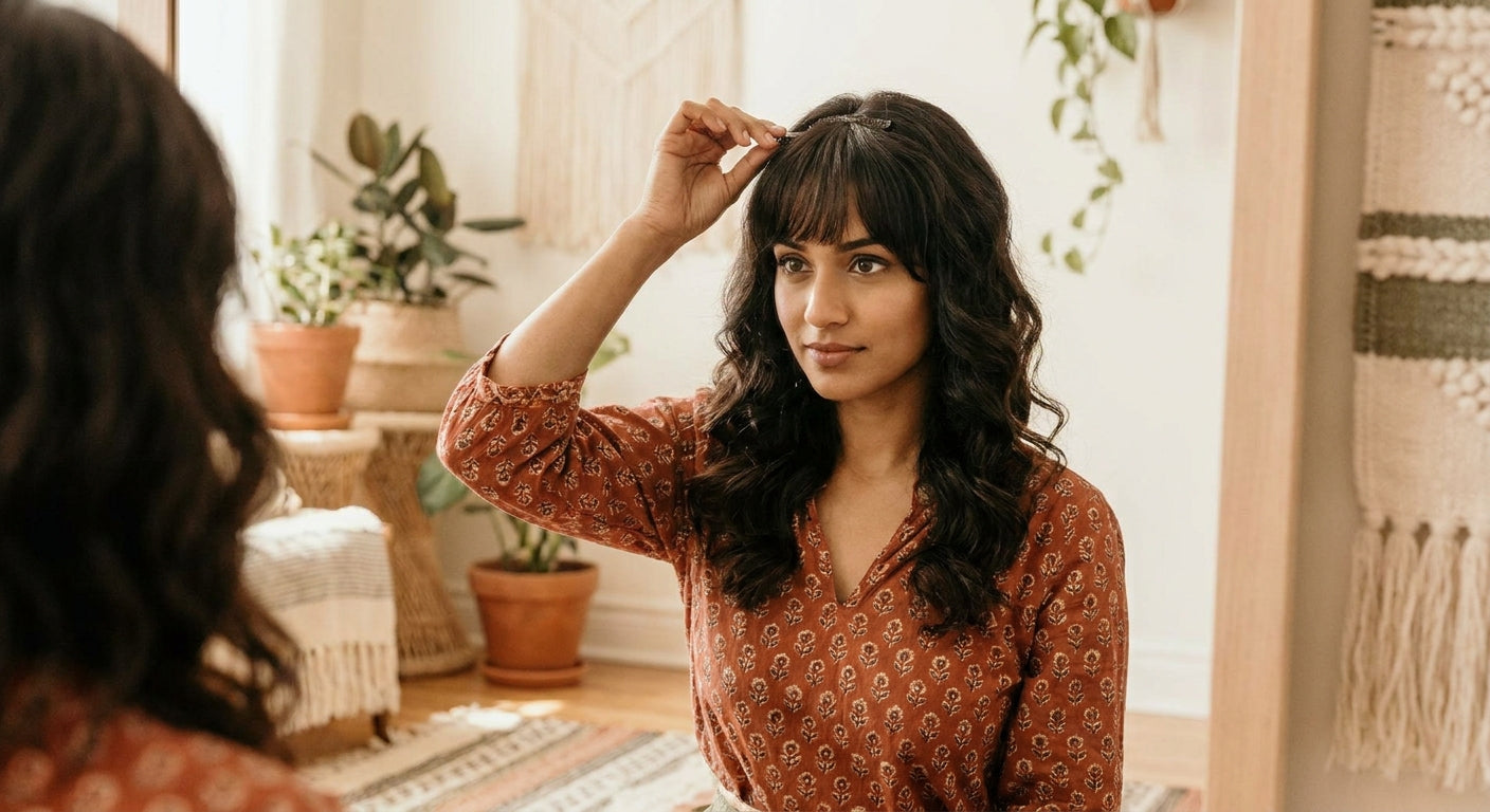 How to style a clip-on fringe for Indian hair