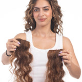 2 Clip Side Patches (Curly) Light Golden Brown