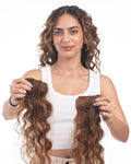 2 Clip Side Patches (Curly) Light Golden Brown