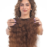 5 Clip Ear to Ear Volumizer (Curly) Light Golden Brown