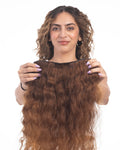 5 Clip Ear to Ear Volumizer (Curly) Light Golden Brown