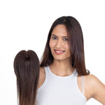 Mini Topper with Bangs Medium Chocolate Brown