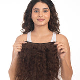 5 Clip Ear to Ear Volumizer (Curly) Medium Chocolate Brown