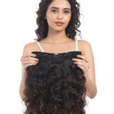 5 Clip Ear to Ear Volumizer (Curly) Dark Brown