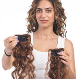 2 Clip Side Patches (Curly) Light Golden Brown
