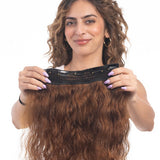 5 Clip Ear to Ear Volumizer (Curly) Light Golden Brown