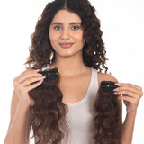 2 Clip Side Patches (Curly) Medium Chocolate Brown