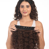 5 Clip Ear to Ear Volumizer (Curly) Medium Chocolate Brown