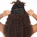 5 Clip Ear to Ear Volumizer (Curly) Medium Chocolate Brown