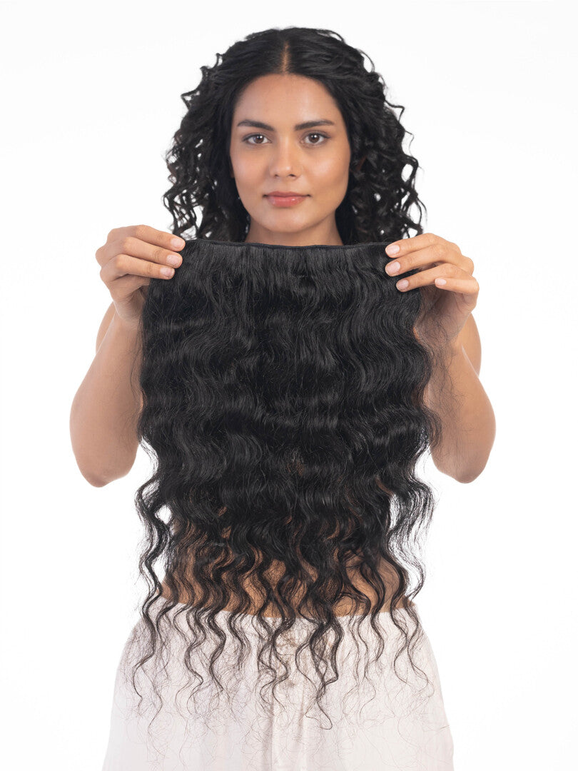 5 Clip Ear to Ear Volumizer (Curly) Natural Black