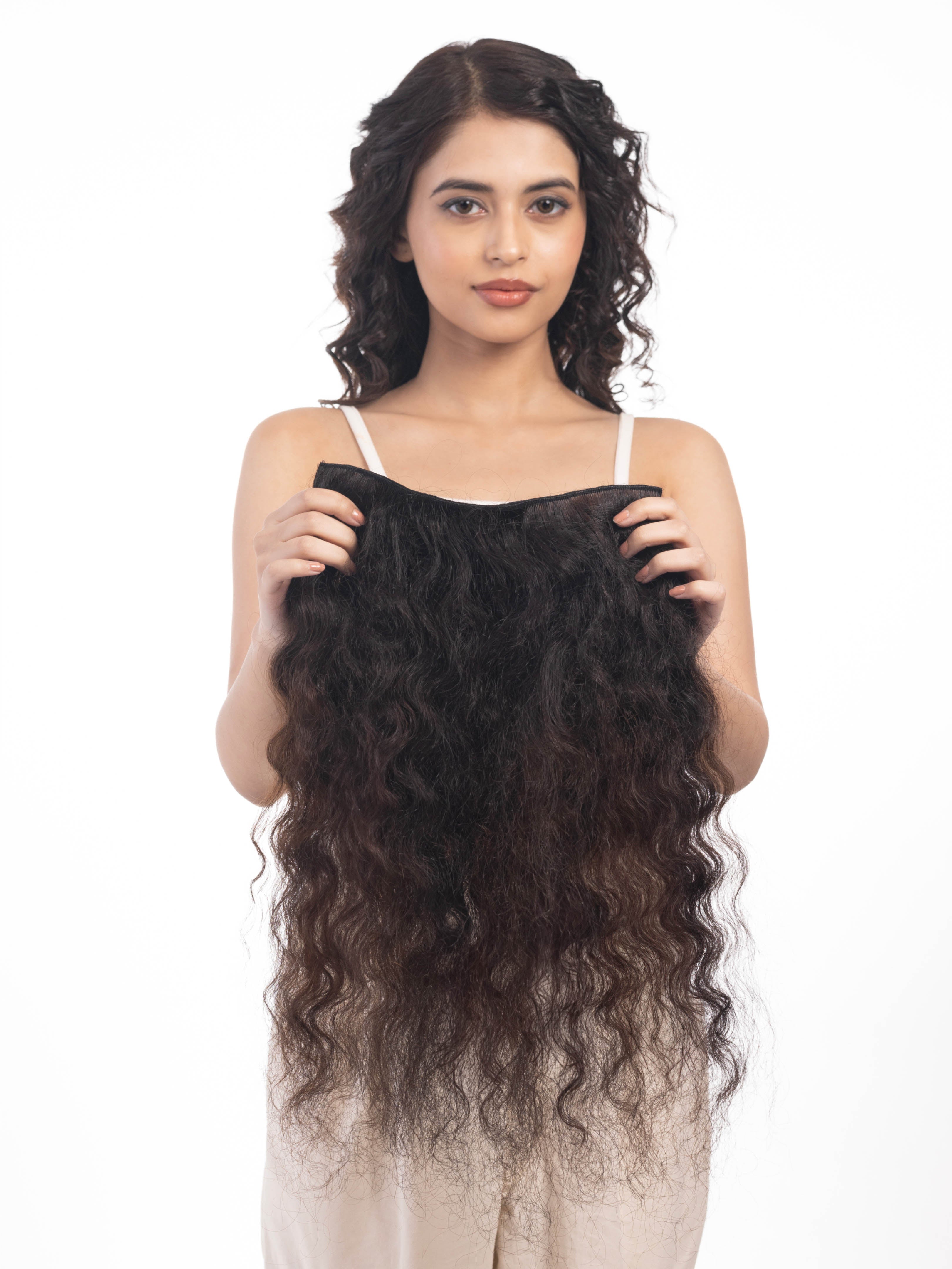 5 Clip Ear to Ear Volumizer (Curly) Dark Brown