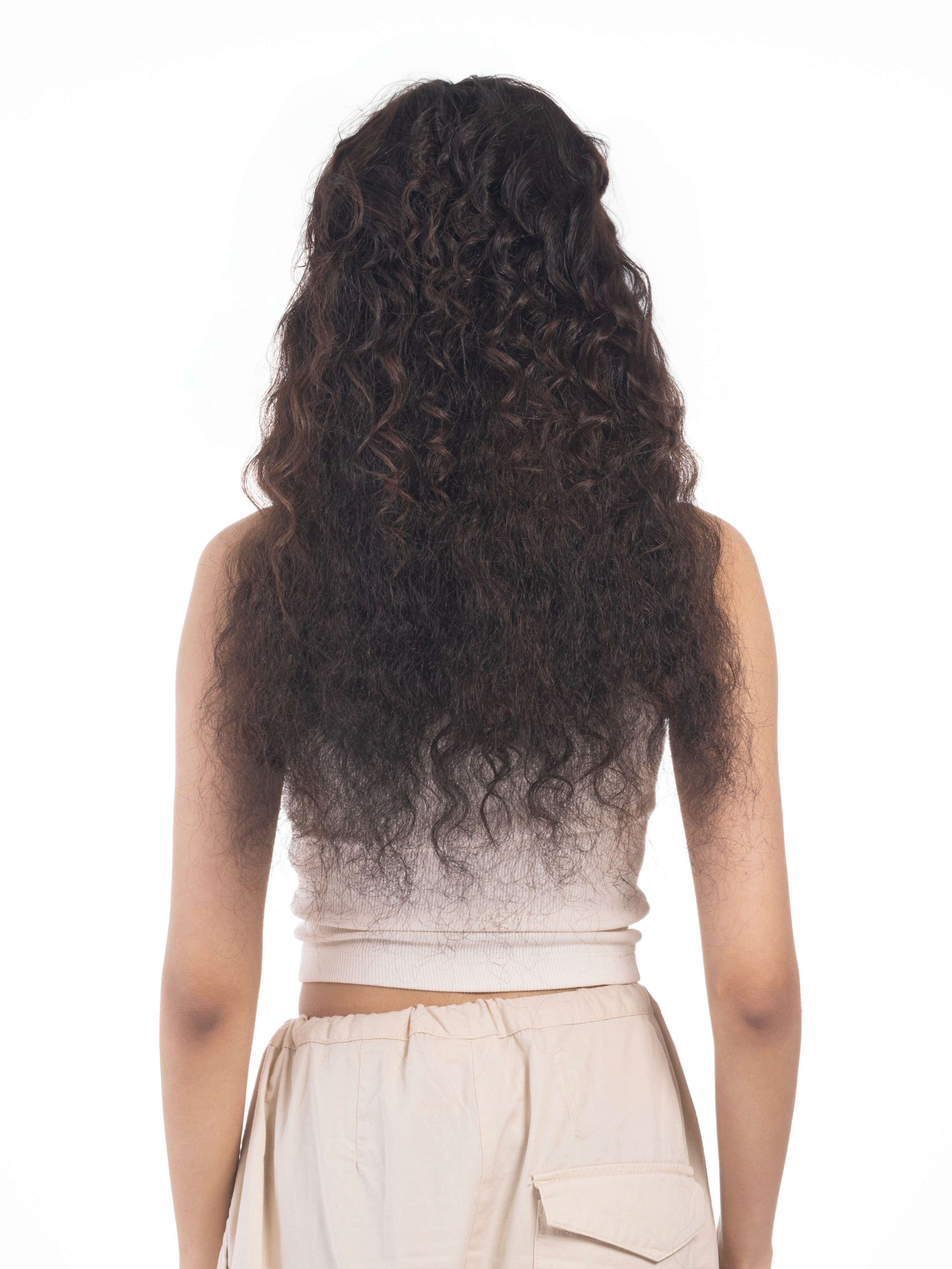5 Clip Ear to Ear Volumizer (Curly) Dark Brown
