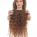 5 Clip Ear to Ear Volumizer (Curly) Light Golden Brown