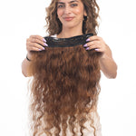 6 Clip Ear to Ear Volumizer (Curly) Light Golden Brown
