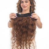 6 Clip Ear to Ear Volumizer (Curly) Light Golden Brown