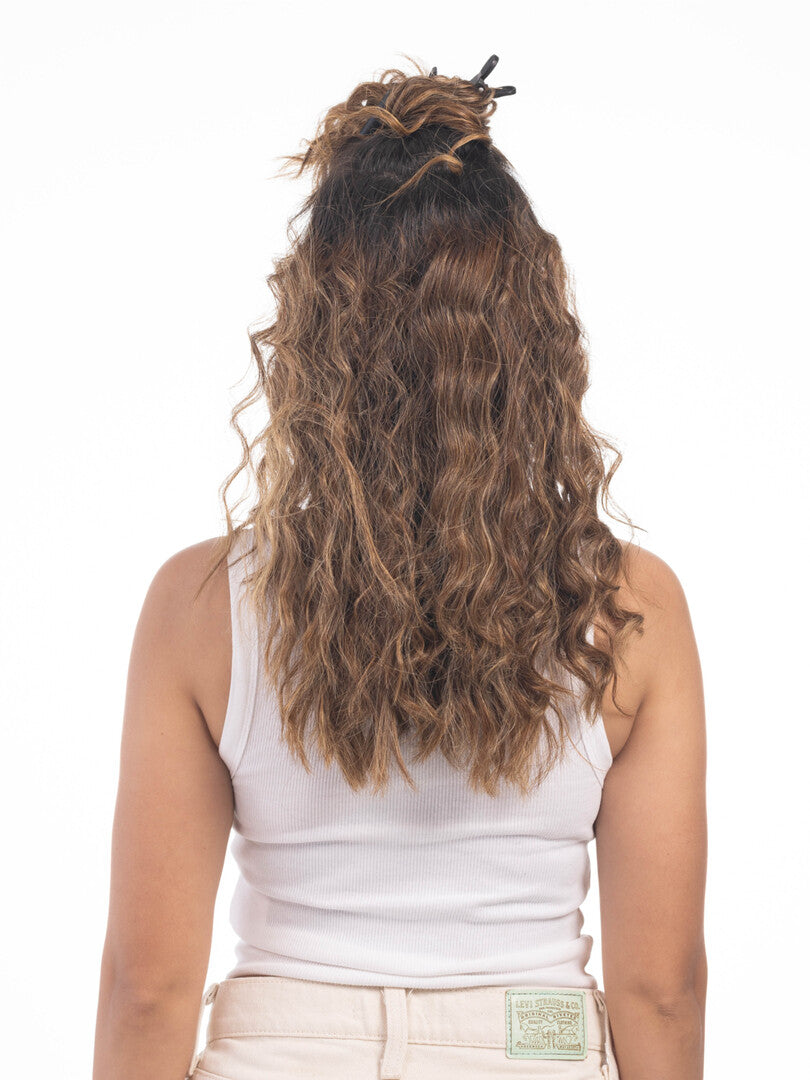9 Clip Ear to Ear Volumizer (Curly) Light Golden Brown