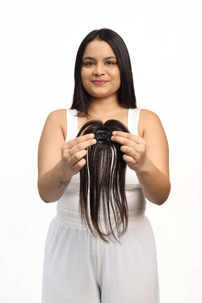 Mini Topper with Bangs Natural black