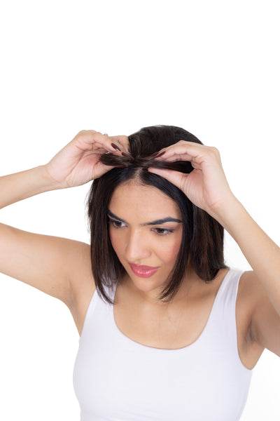 Mini Topper with Bangs Dark Brown