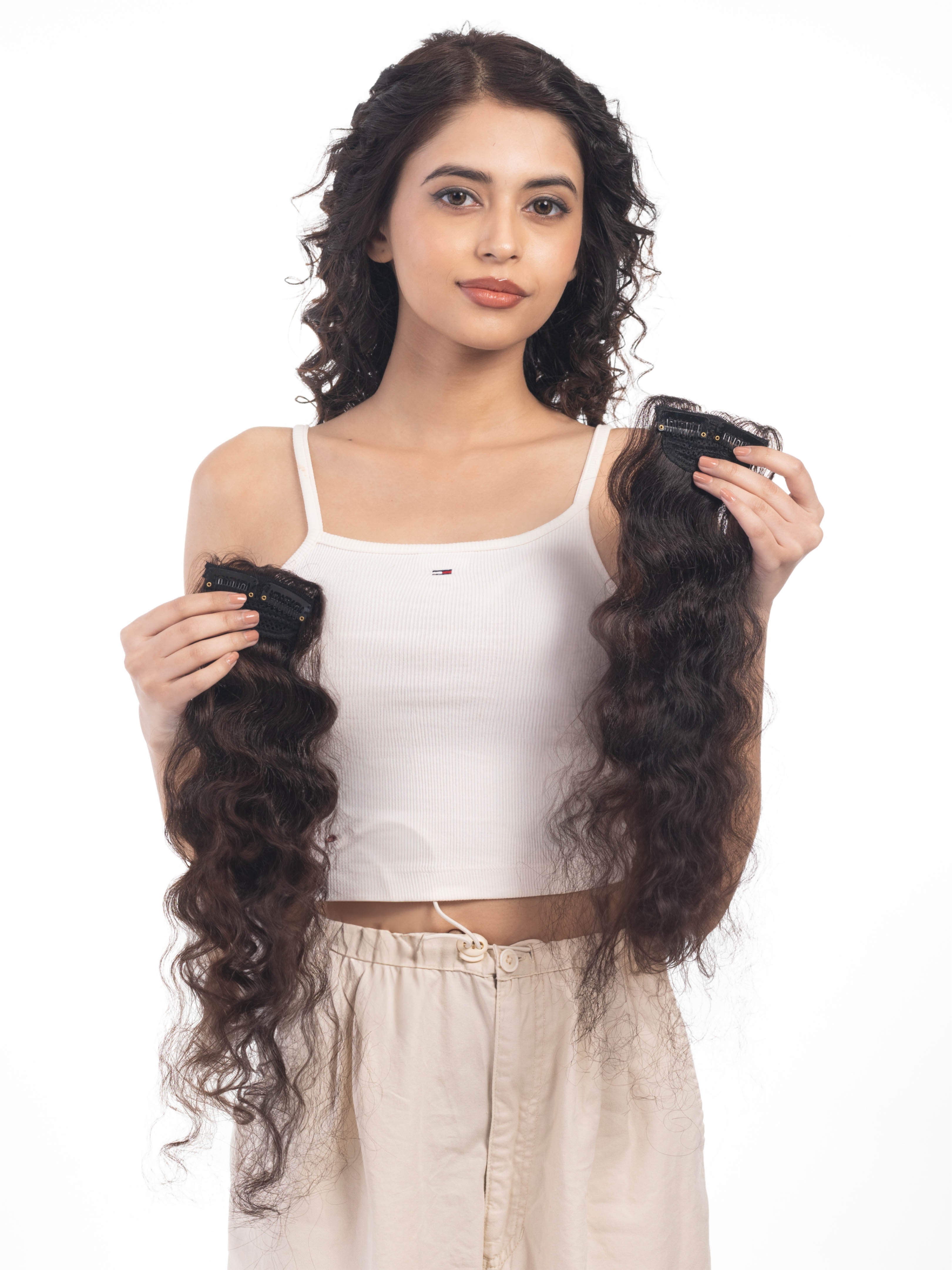 2 Clip Side Patches (Curly) Dark Brown