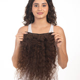 5 Clip Ear to Ear Volumizer (Curly) Medium Chocolate Brown