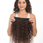 6 Clip Ear to Ear Volumizer (Curly) Medium Chocolate Brown