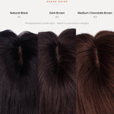 HairJoy shade guide: Natural Black #1, Dark Brown #3, Medium Chocolate Brown #8