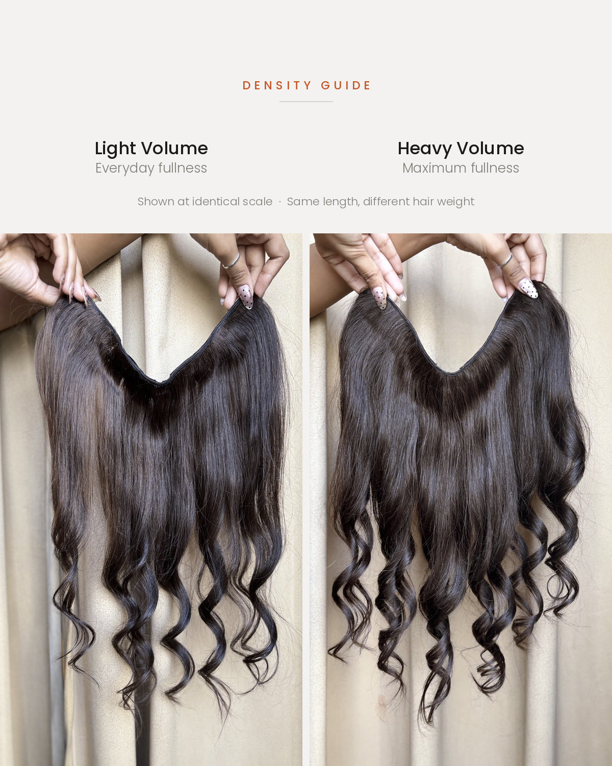 HairJoy volume guide: Light Volume and Heavy Volume U Shape Volumiser, shown at identical scale